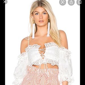 For Love and Lemons Annabelle Eyelet Crop Top